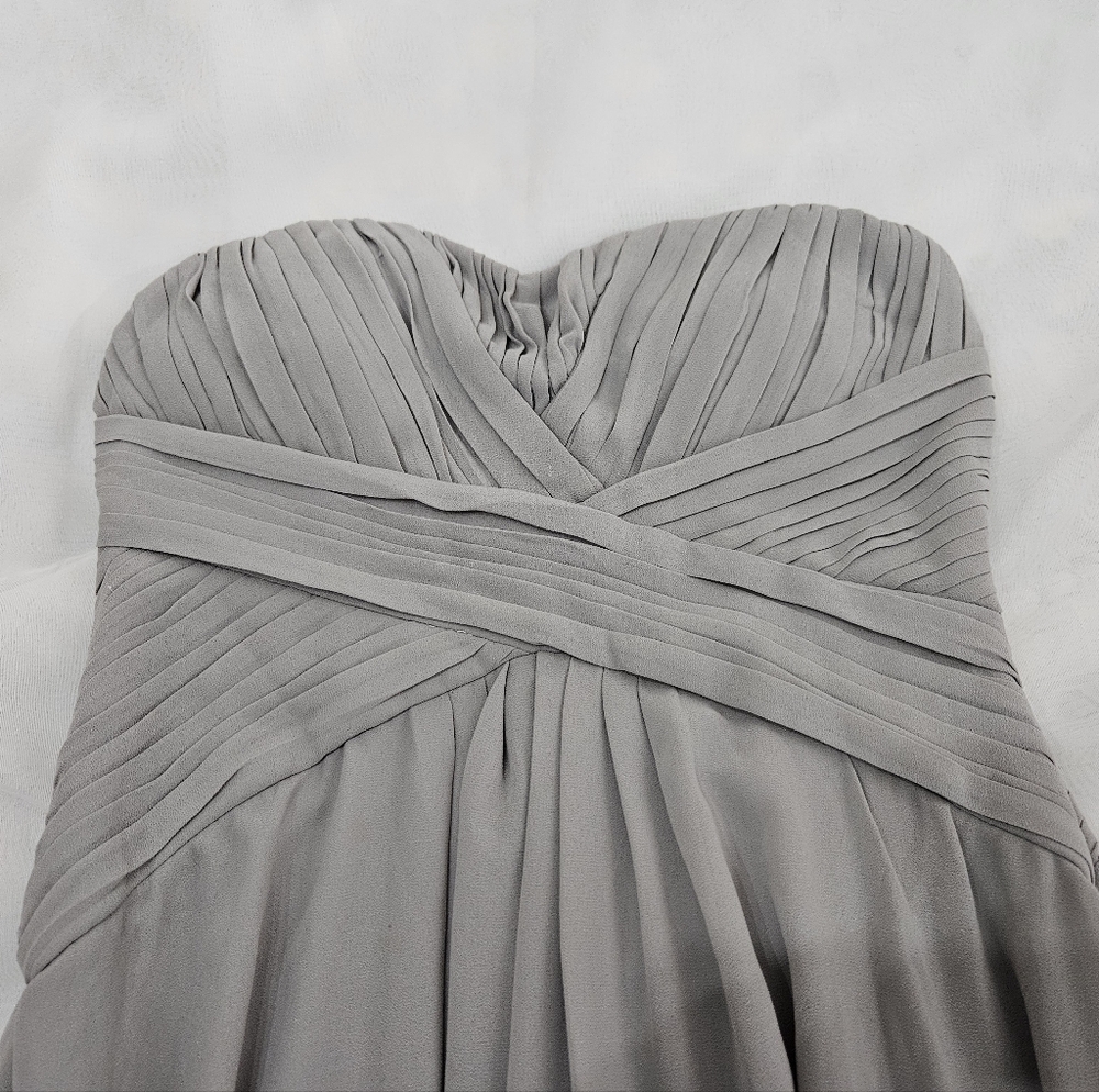 NWT Minuet Formal/Bridesmaid Dress | Floor Length Strapless Grey Size Small